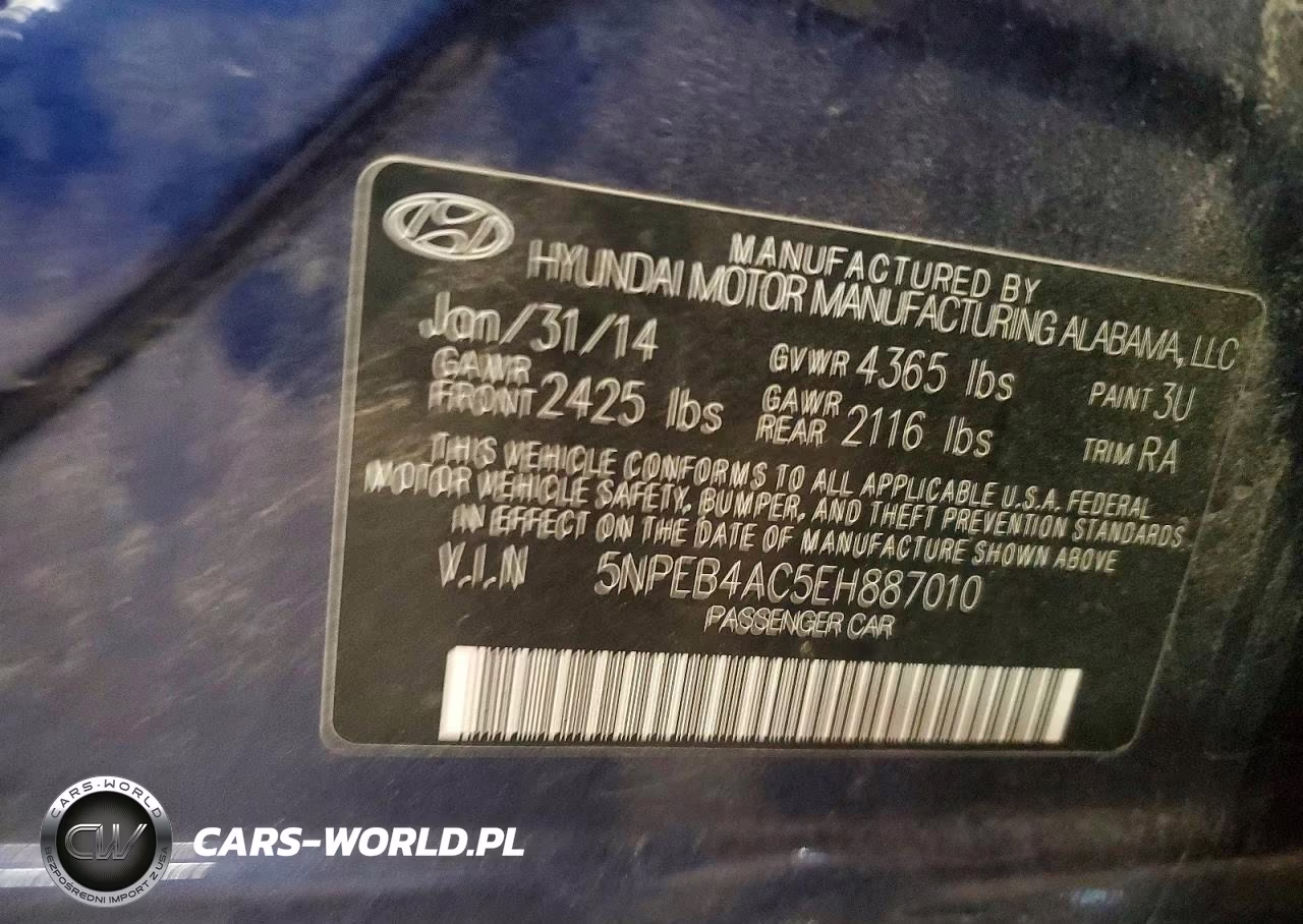 2014 Hyundai Sonata Gls VIN:5NPEB4AC5EH887010 - 12