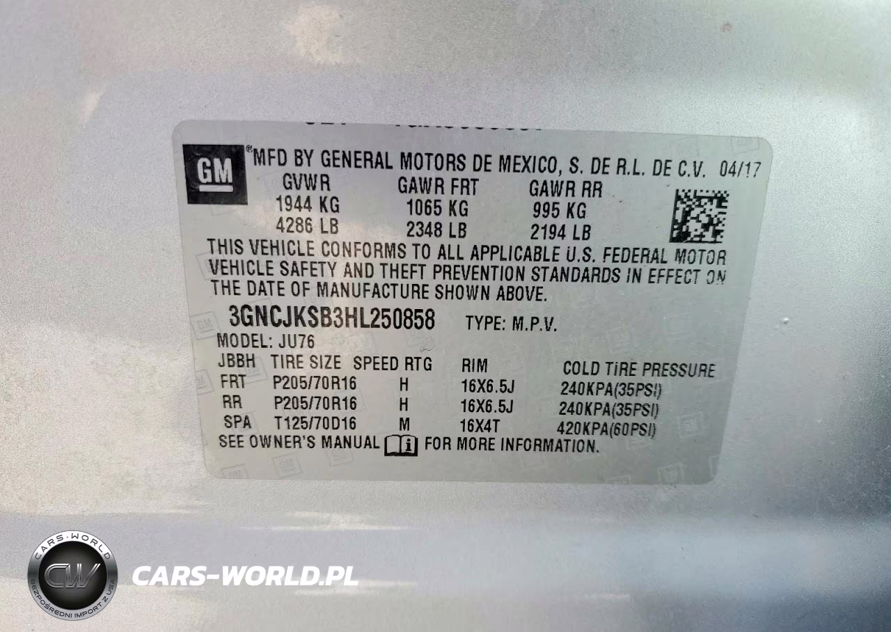 2017 Chevrolet Trax Ls VIN:3GNCJKSB3HL250858 - 13