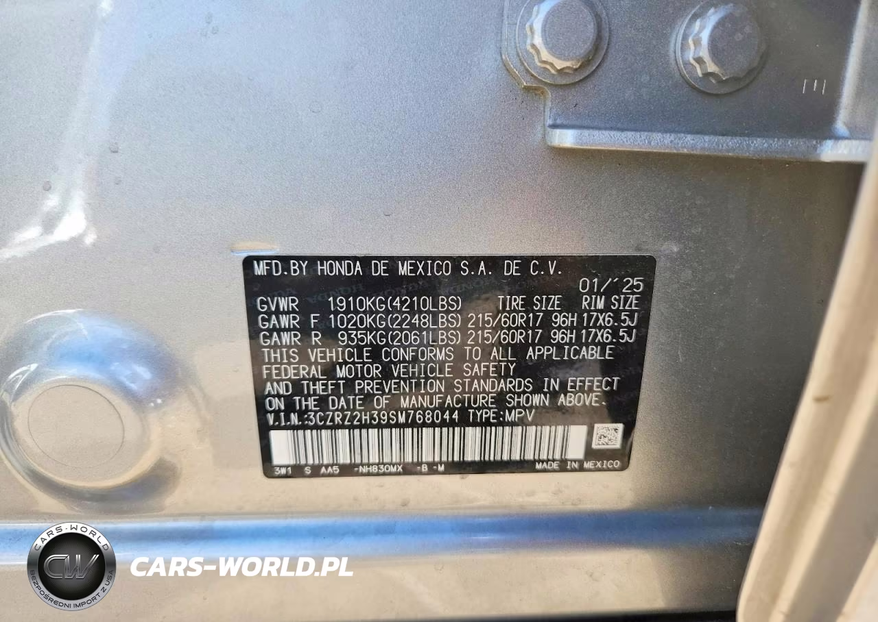 2025 Honda Hr-V Lx VIN:3CZRZ2H39SM768044 - 13