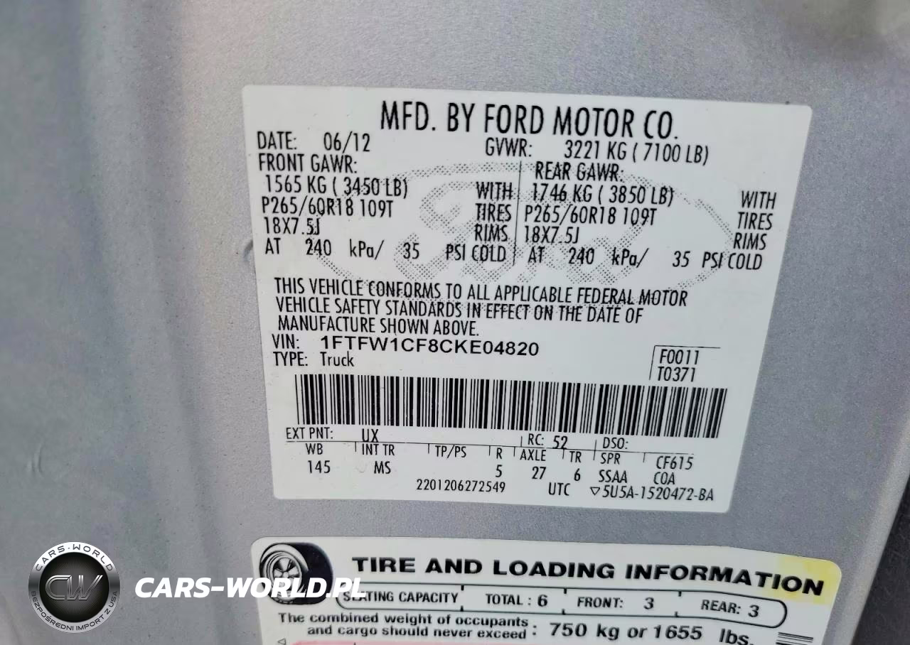 2012 Ford F150 Supercrew VIN:1FTFW1CF8CKE04820 - 12