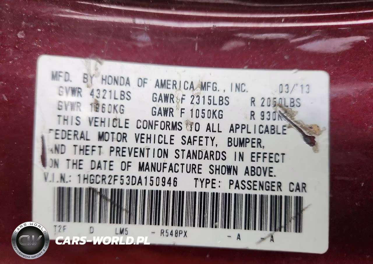 2013 Honda Accord Sport VIN:1HGCR2F53DA150946 - 12