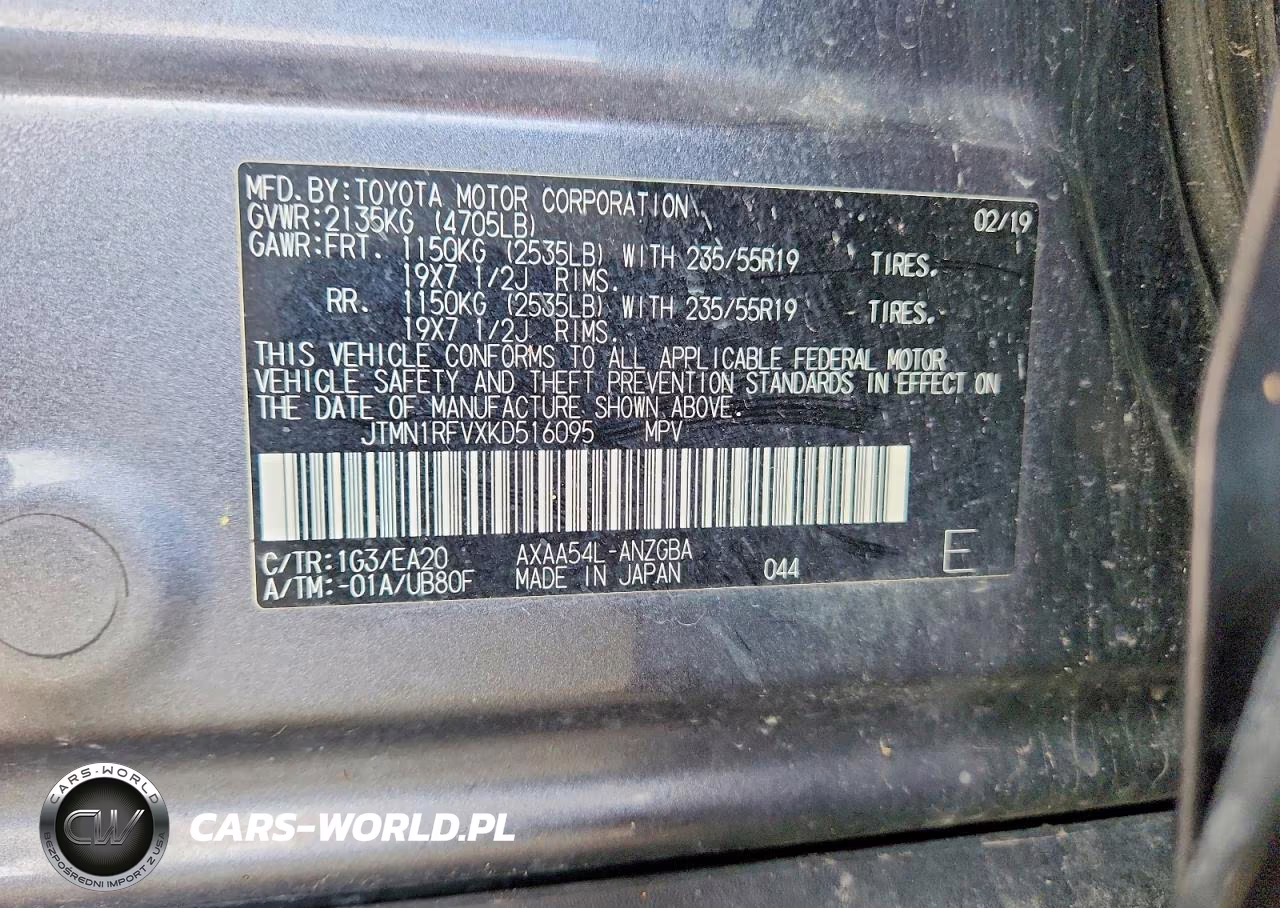 2019 Toyota Rav4 Limited VIN:JTMN1RFVXKD516095 - 13