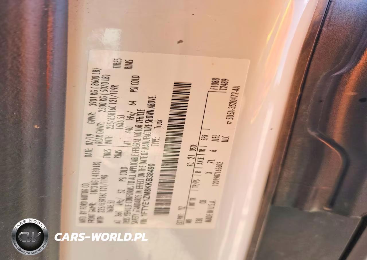 2019 Ford Transit T-150 VIN:1FTYE1ZM8KKB38490 - 12