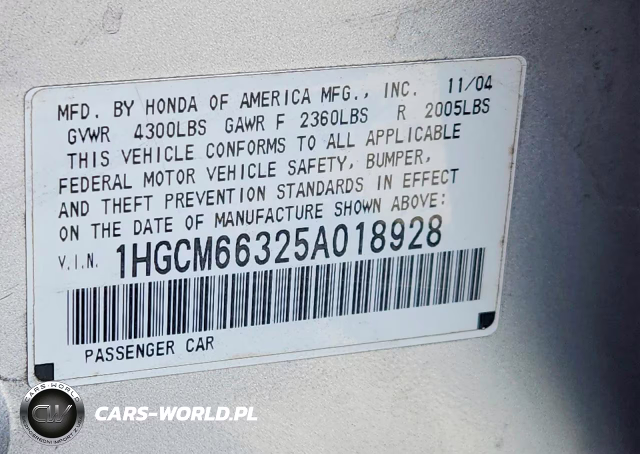 2005 Honda Accord Lx VIN:1HGCM66325A018928 - 12