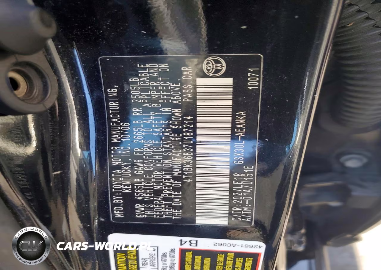 2007 Toyota Avalon Touring VIN:4T1BK36B37U187214 - 12