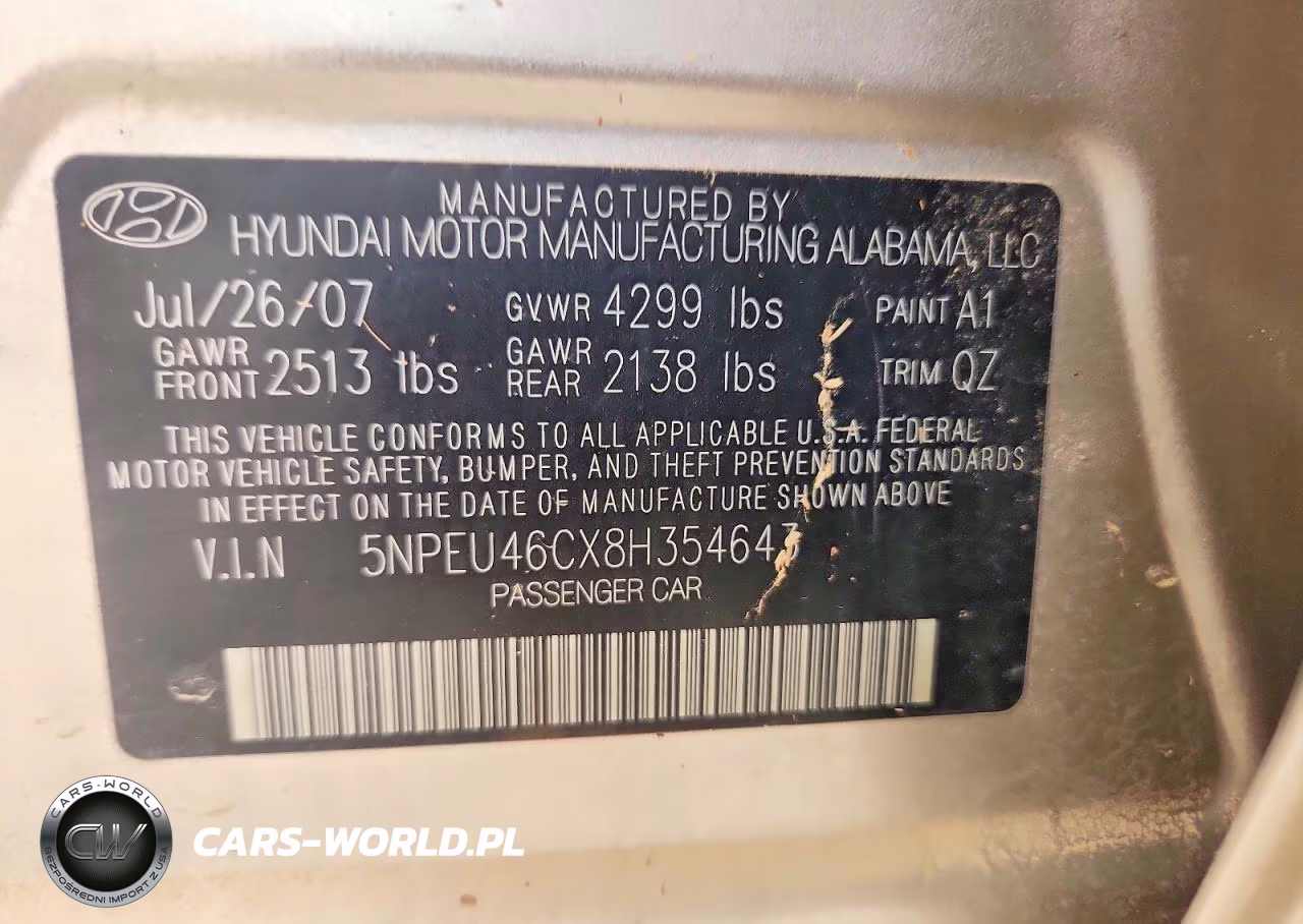 2008 Hyundai Sonata Se VIN:5NPEU46CX8H354643 - 12