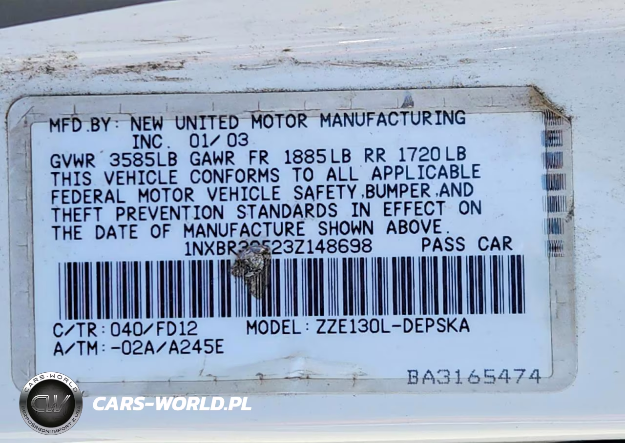 2003 Toyota Corolla S VIN:1NXBR32E23Z148698 - 12