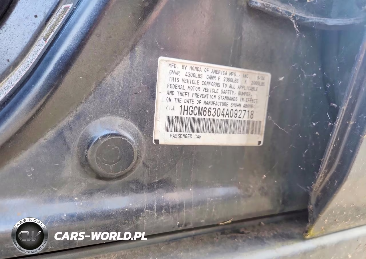 2004 Honda Accord Lx VIN:1HGCM66304A092718 - 12