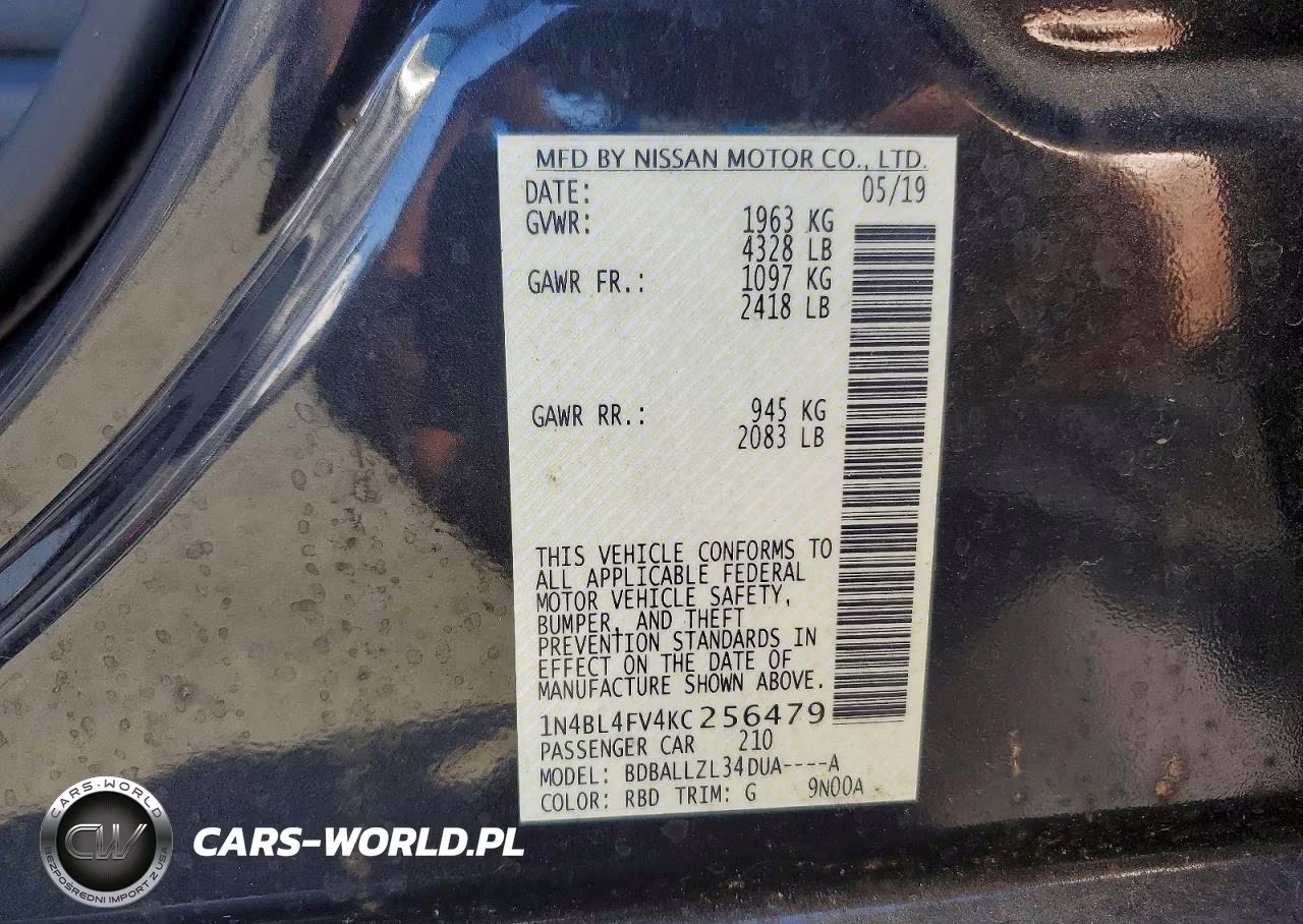 2019 Nissan Altima Platinum VIN:1N4BL4FV4KC256479 - 12