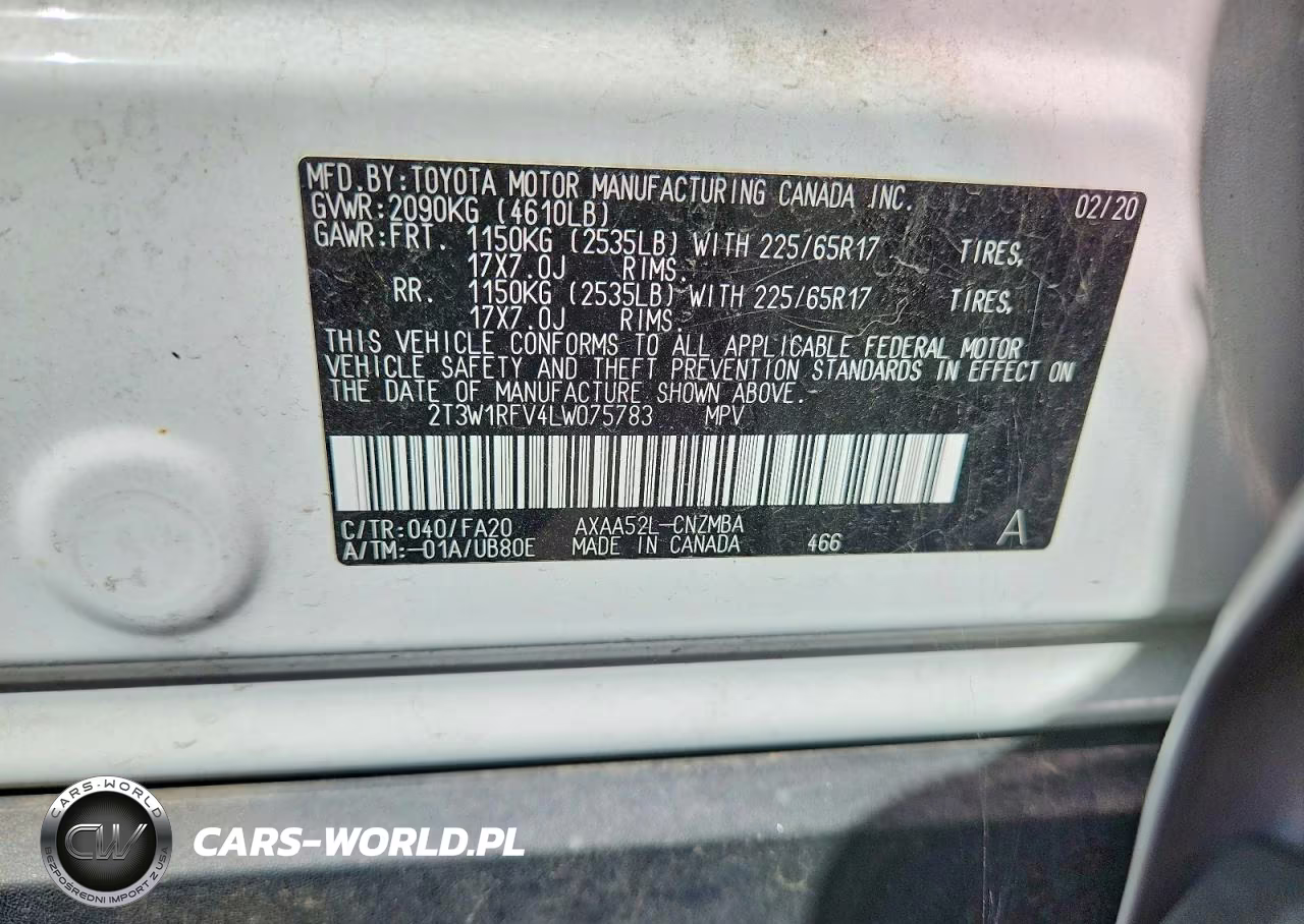 2020 Toyota Rav4 Xle VIN:2T3W1RFV4LW075783 - 14