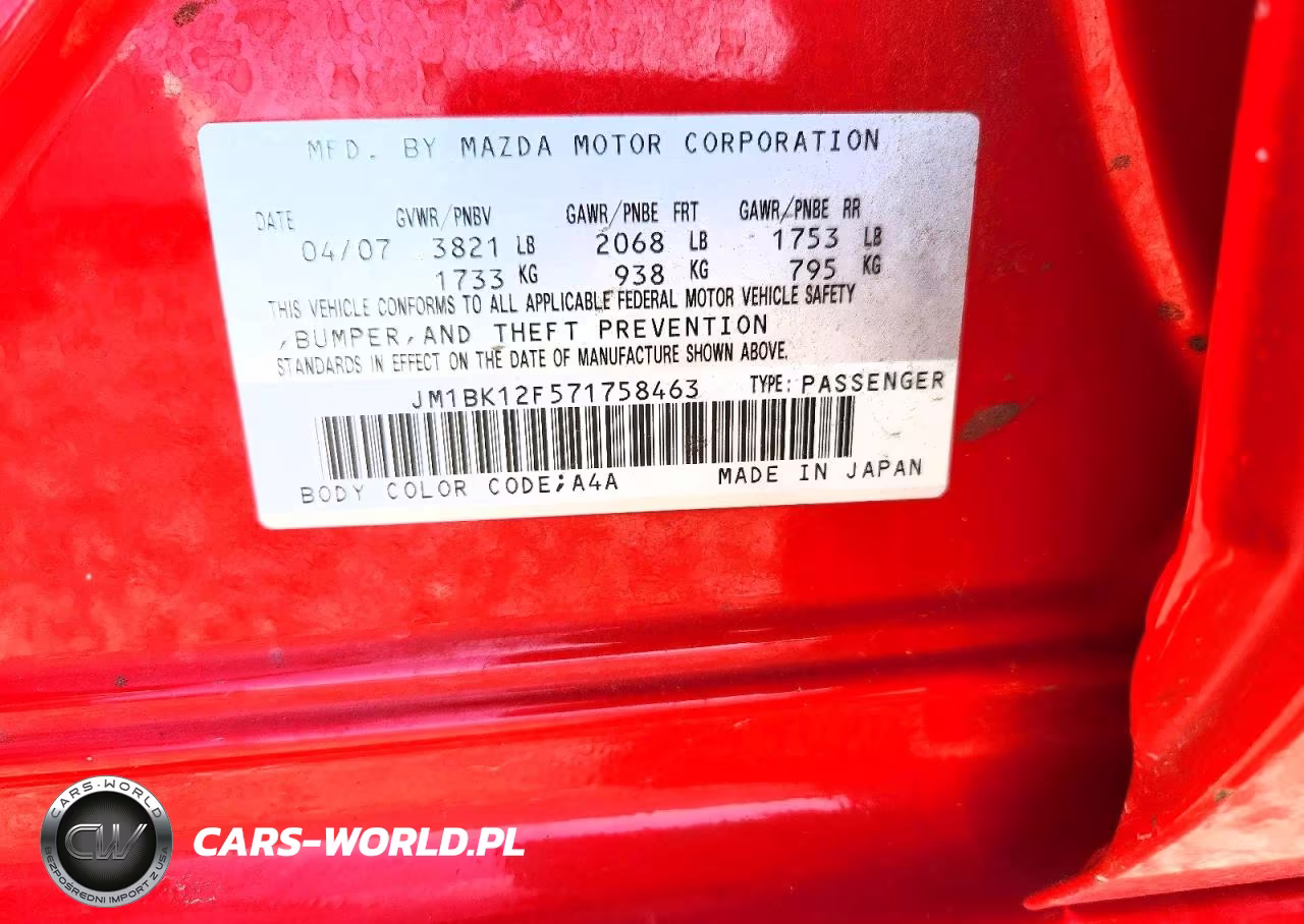 2007 Mazda 3 I VIN:JM1BK12F571758463 - 12