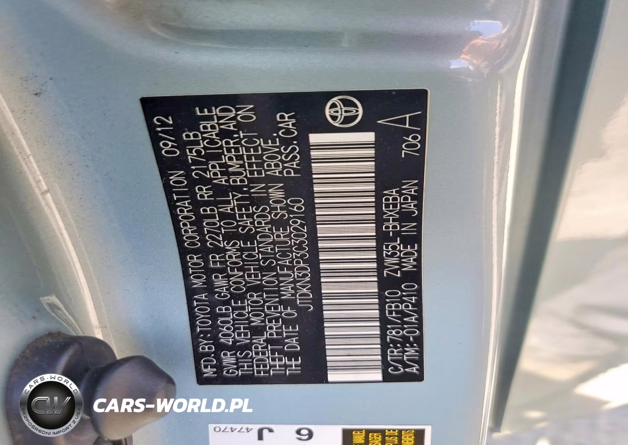 2012 Toyota Prius Plug-In Hybrid Base VIN:JTDKN3DP3C3029160 - 12