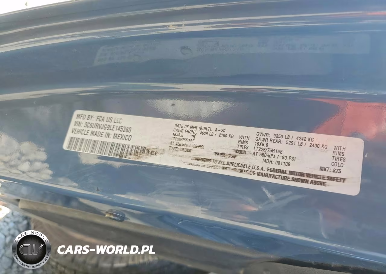 2020 Ram Promaster 3500 Delivery Van VIN:3C6URVJG9LE145380 - 12