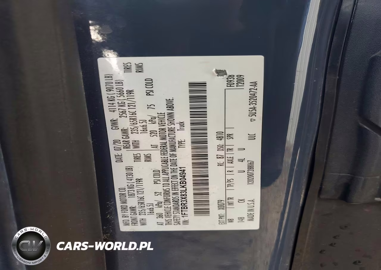 2020 Ford Transit T-250 Delivery Van VIN:1FTBR3X83LKB04941 - 13