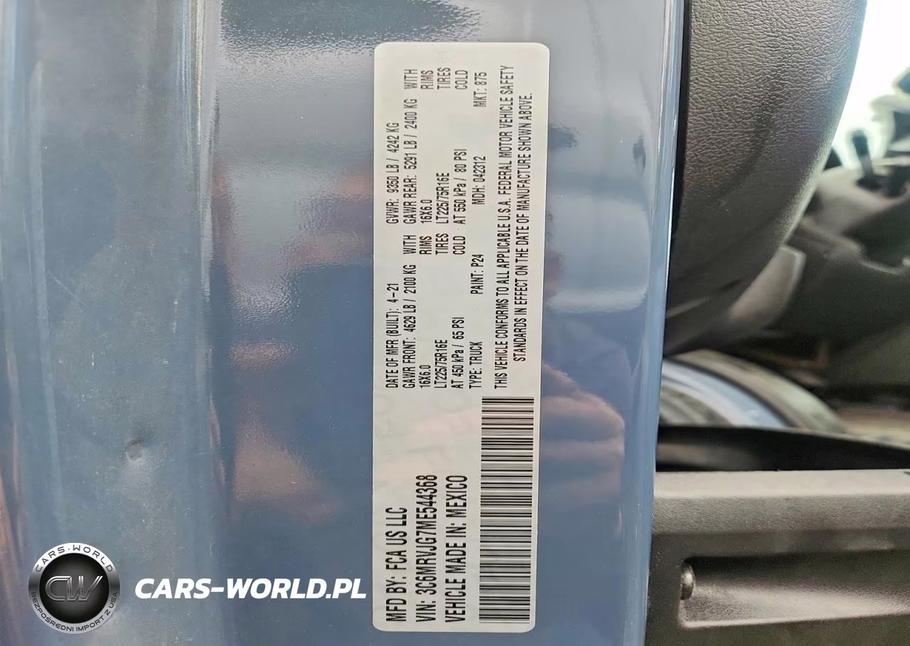 2021 Ram Promaster 3500 Delivery Van VIN:3C6MRVJG7ME544368 - 13