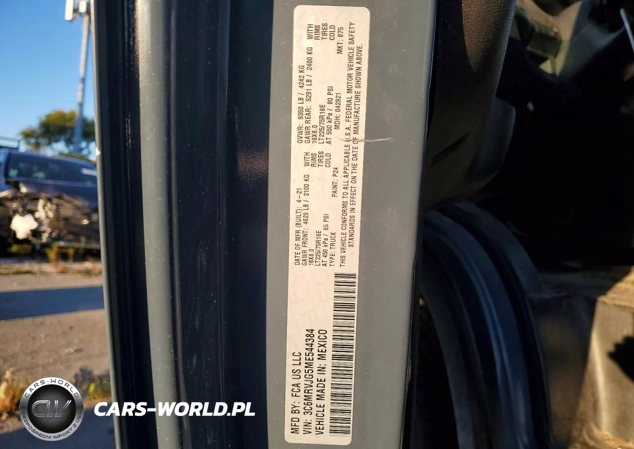 2021 Ram Promaster 3500 3500 High VIN:3C6MRVJG5ME544384 - 13