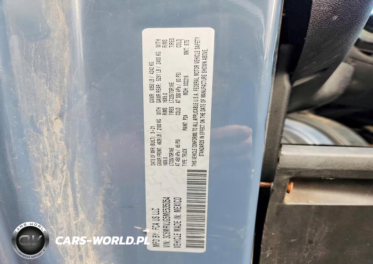 2021 Ram Promaster 3500 Delivery Van VIN:3C6MRVJG5ME535054 - 13