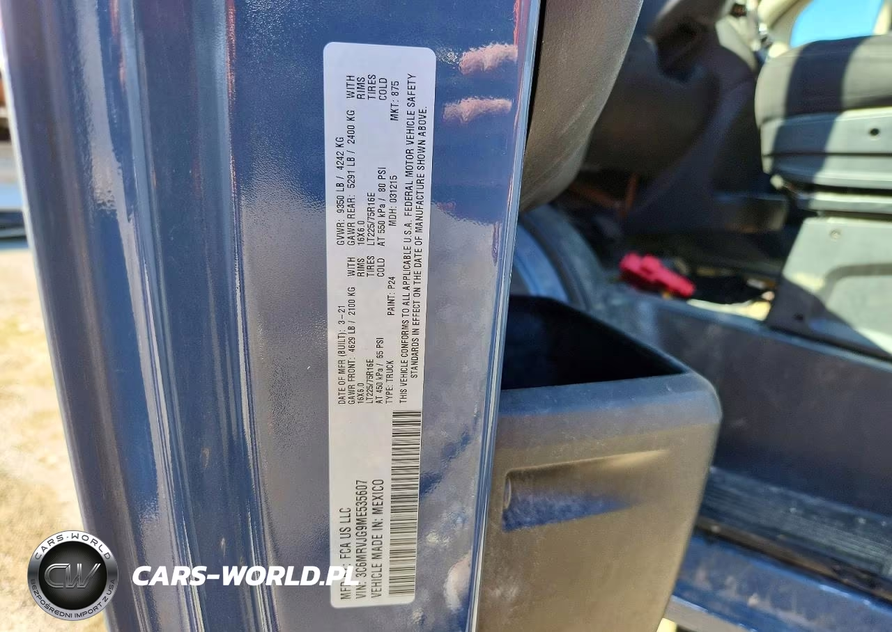 2021 Ram Promaster 3500 3500 High VIN:3C6MRVJG9ME535607 - 14