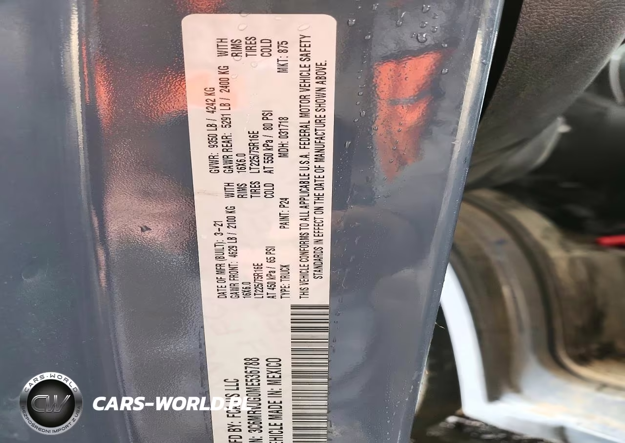 2021 Ram Promaster 3500 Delivery Van VIN:3C6MRVJG0ME536788 - 13