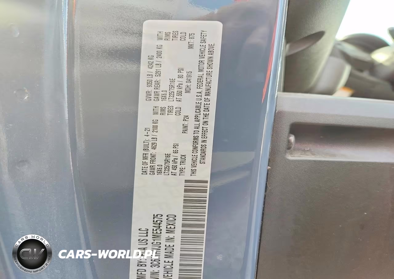 2021 Ram Promaster 3500 Delivery Van VIN:3C6MRVJG1ME544575 - 13
