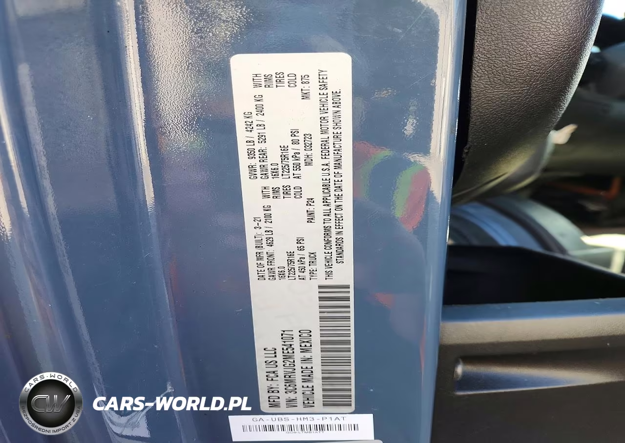 2021 Ram Promaster 3500 Delivery Van VIN:3C6MRVJG2ME541071 - 13