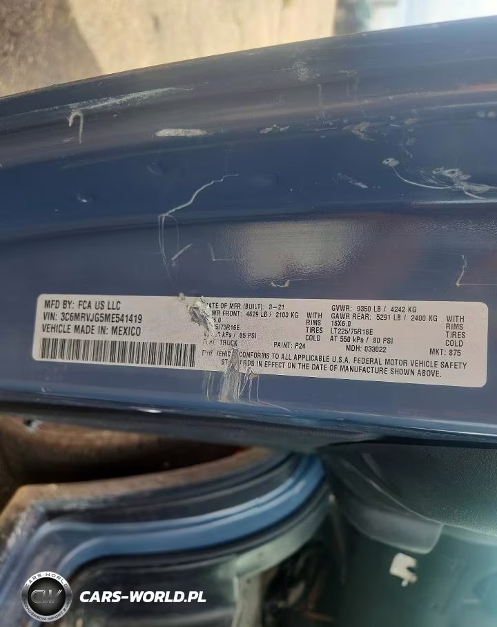 2021 Ram Promaster 3500 Delivery Van VIN:3C6MRVJG5ME541419 - 12