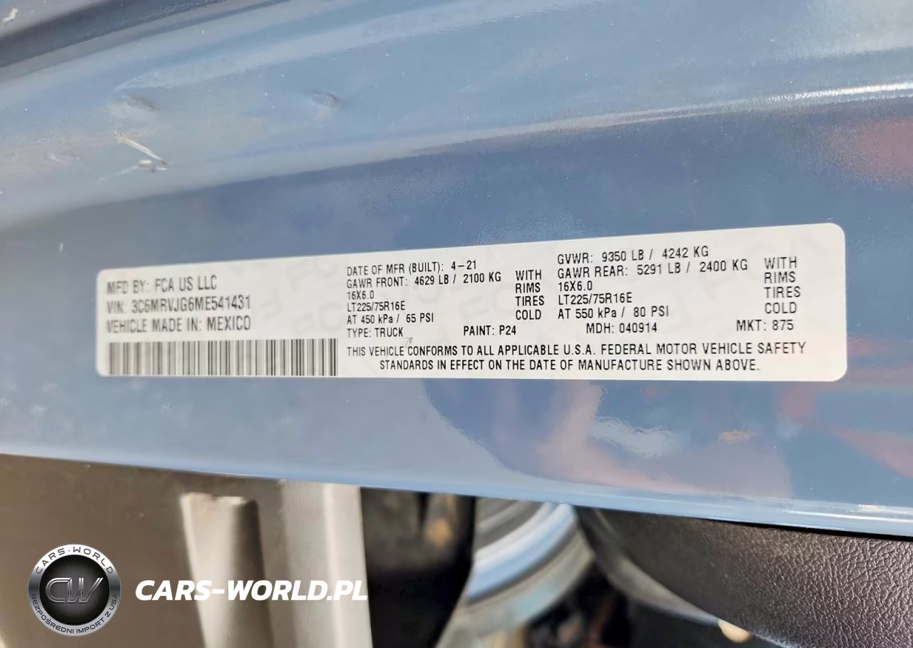 2021 Ram Promaster 3500 Delivery Van VIN:3C6MRVJG6ME541431 - 13