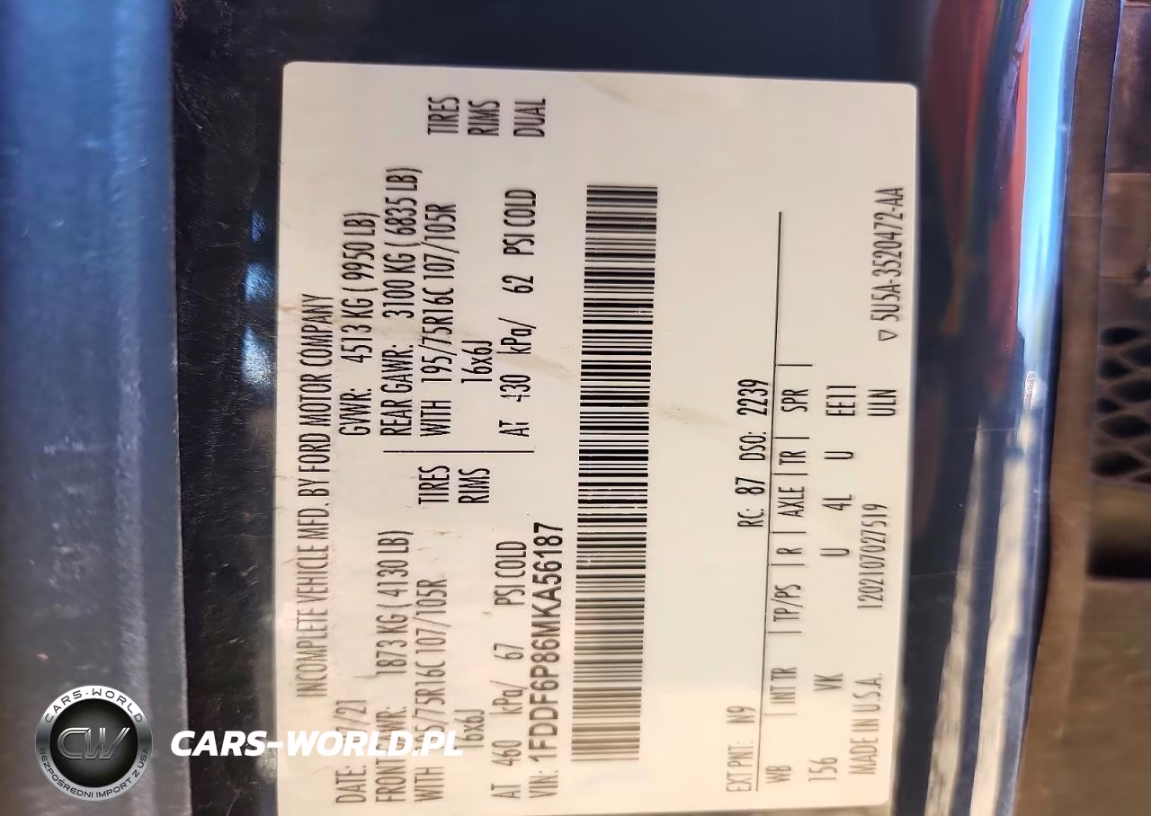 2021 Ford Transit T-350 Hd Delivery Truck VIN:1FDDF6P86MKA56187 - 10