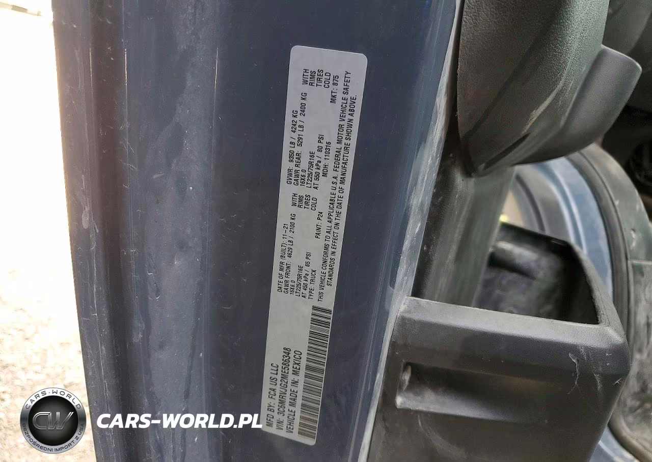 2021 Ram Promaster 3500 Delivery Van VIN:3C6MRVJG2ME586348 - 13