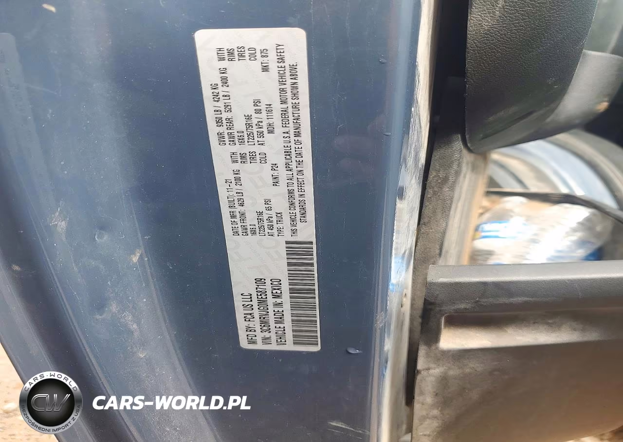 2021 Ram Promaster 3500 Delivery Van VIN:3C6MRVJG0ME587109 - 13