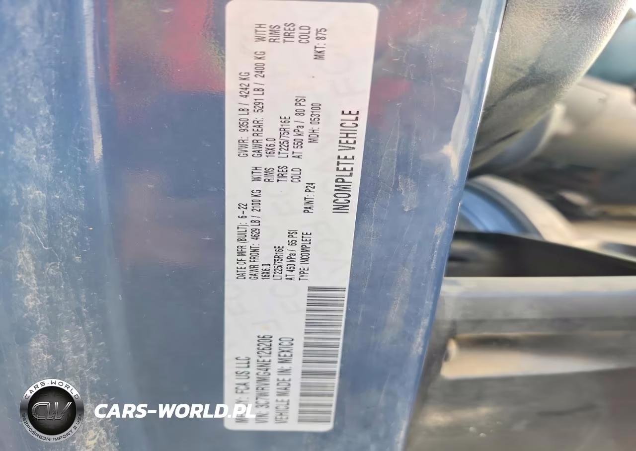 2022 Ram Promaster 3500 Delivery Truck VIN:3C7WRVMG4NE126206 - 13