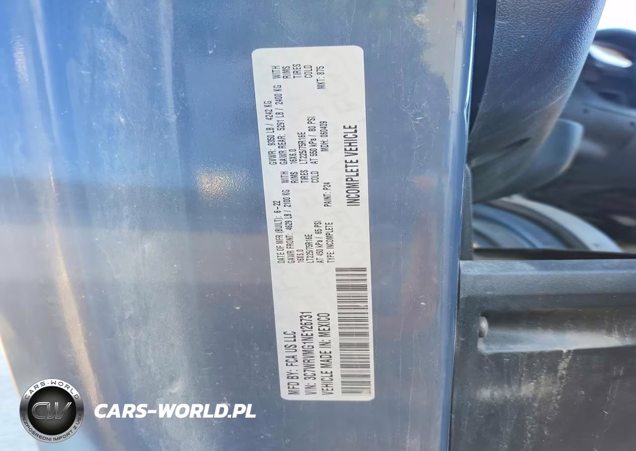 2022 Ram Promaster 3500 Delivery Truck VIN:3C7WRVMG1NE126731 - 13