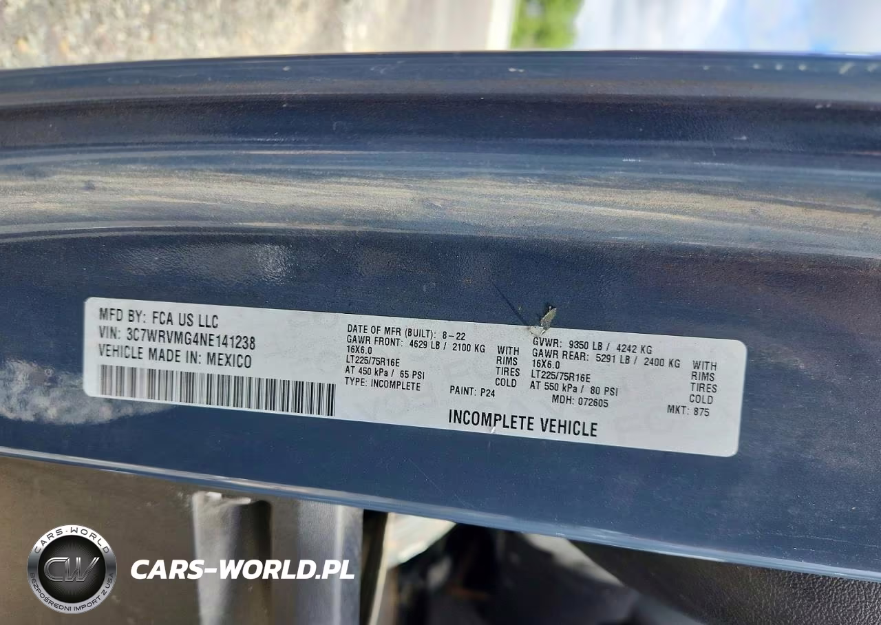2022 Ram Promaster 3500 Delivery Truck VIN:3C7WRVMG4NE141238 - 13