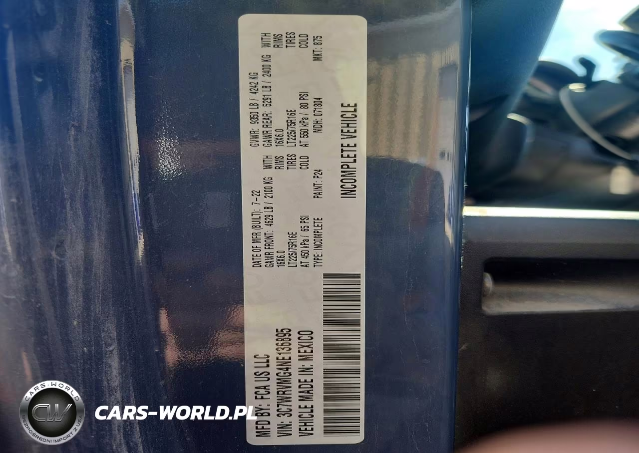 2022 Ram Promaster 3500 Delivery Truck VIN:3C7WRVMG4NE136895 - 13