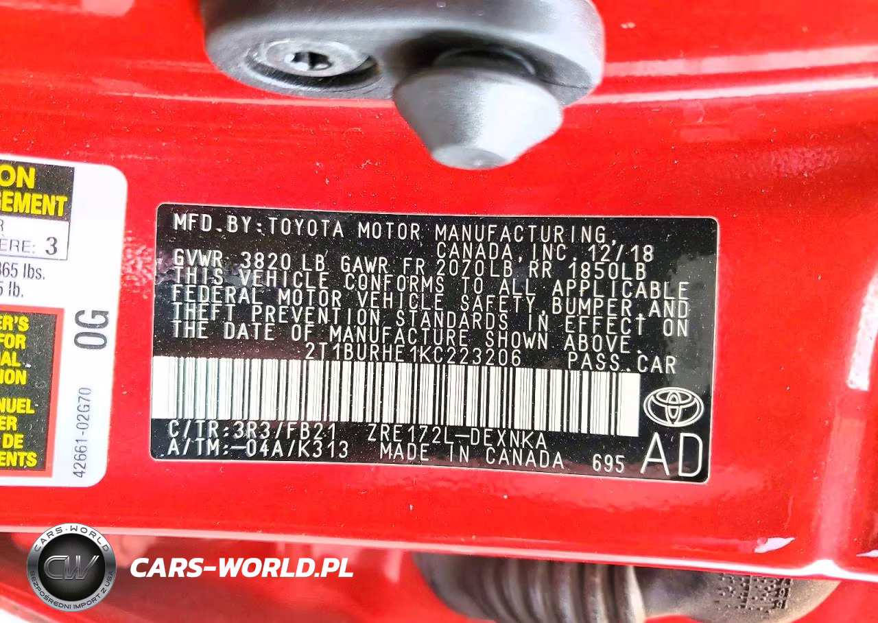 2019 Toyota Corolla Le VIN:2T1BURHE1KC223206 - 12