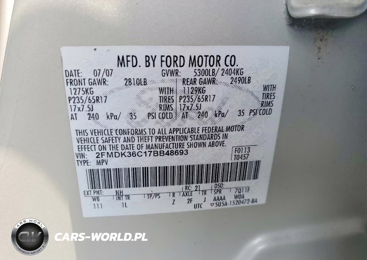 2007 Ford Edge Se VIN:2FMDK36C17BB48693 - 13