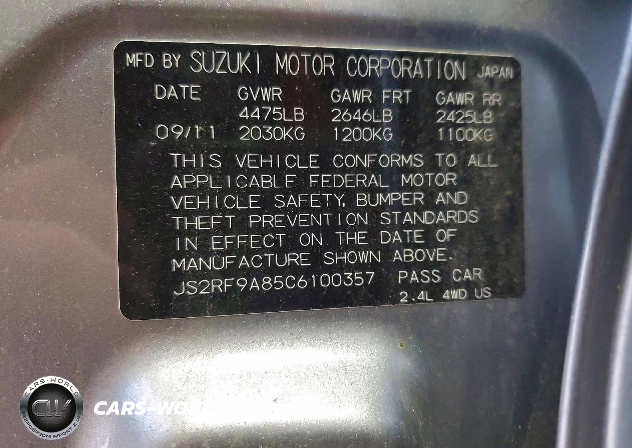 2012 Suzuki Kizashi Sport Sls VIN:JS2RF9A85C6100357 - 12