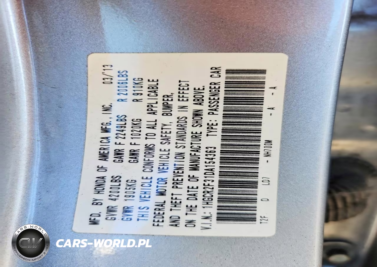2013 Honda Accord Lx VIN:1HGCR2F31DA154363 - 12
