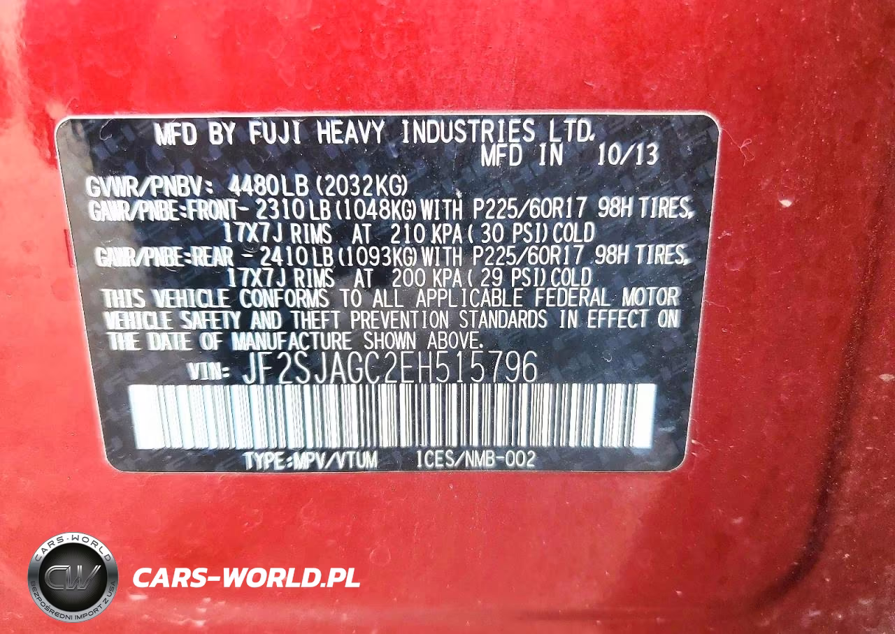 2014 Subaru Forester 2.5I Premium VIN:JF2SJAGC2EH515796 - 13