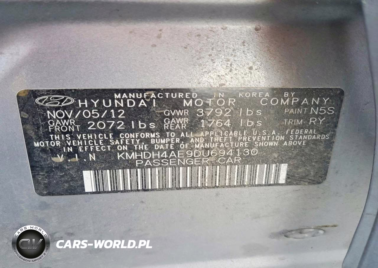 2013 Hyundai Elantra Limited VIN:KMHDH4AE9DU694130 - 12