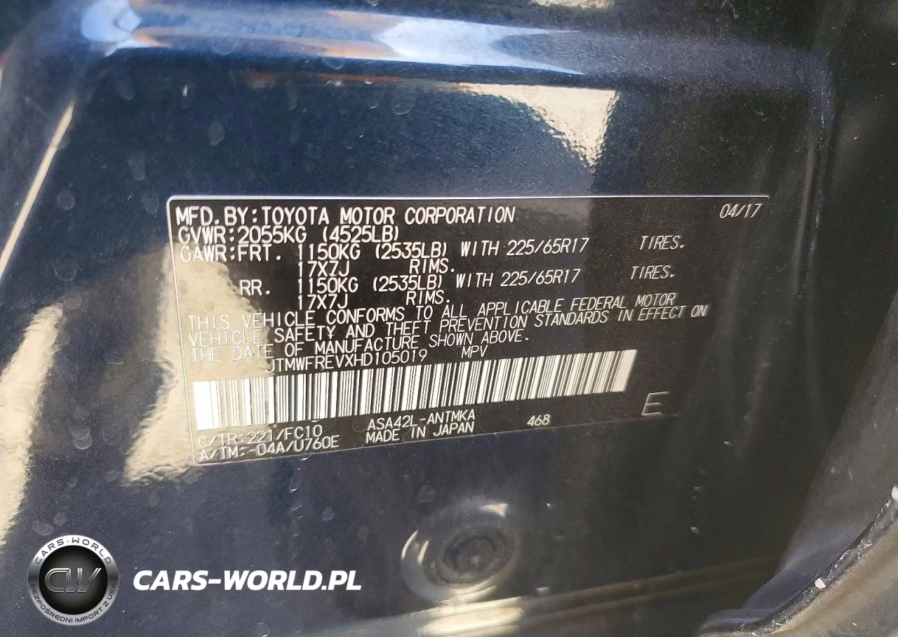 2017 Toyota Rav4 Xle VIN:JTMWFREVXHD105019 - 13