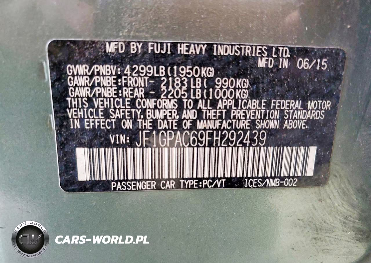 2015 Subaru Impreza Premium VIN:JF1GPAC69FH292439 - 13