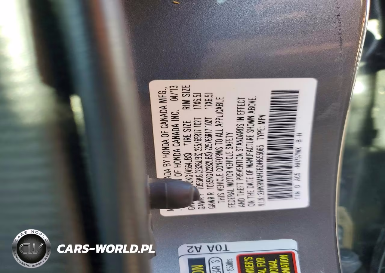 2013 Honda Cr-V Exl VIN:2HKRM4H76DH655065 - 12
