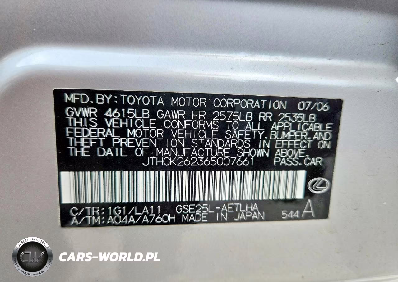2006 Lexus Is 250 VIN:JTHCK262365007661 - 12
