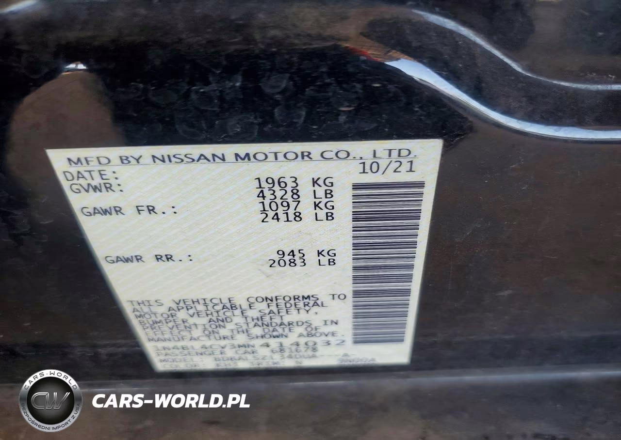 2021 Nissan Altima Sr VIN:1N4BL4CV3MN414032 - 12