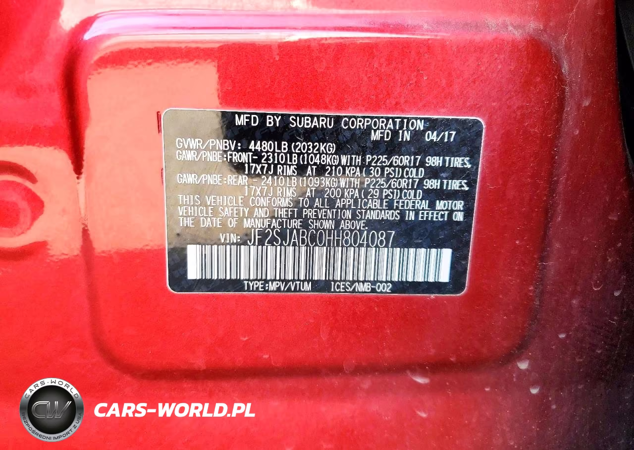 2017 Subaru Forester 2.5I VIN:JF2SJABC0HH804087 - 12