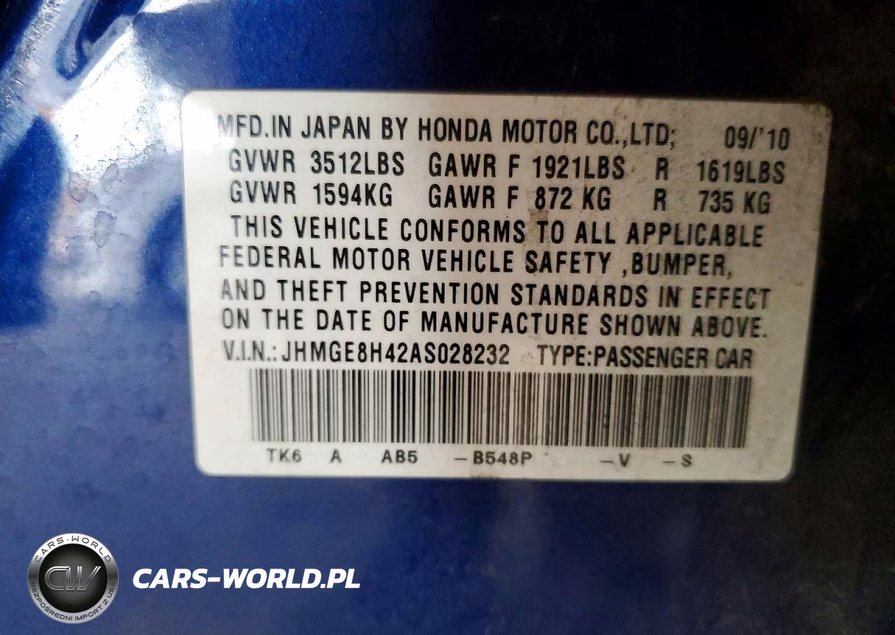 2010 Honda Fit Sport VIN:JHMGE8H42AS028232 - 12