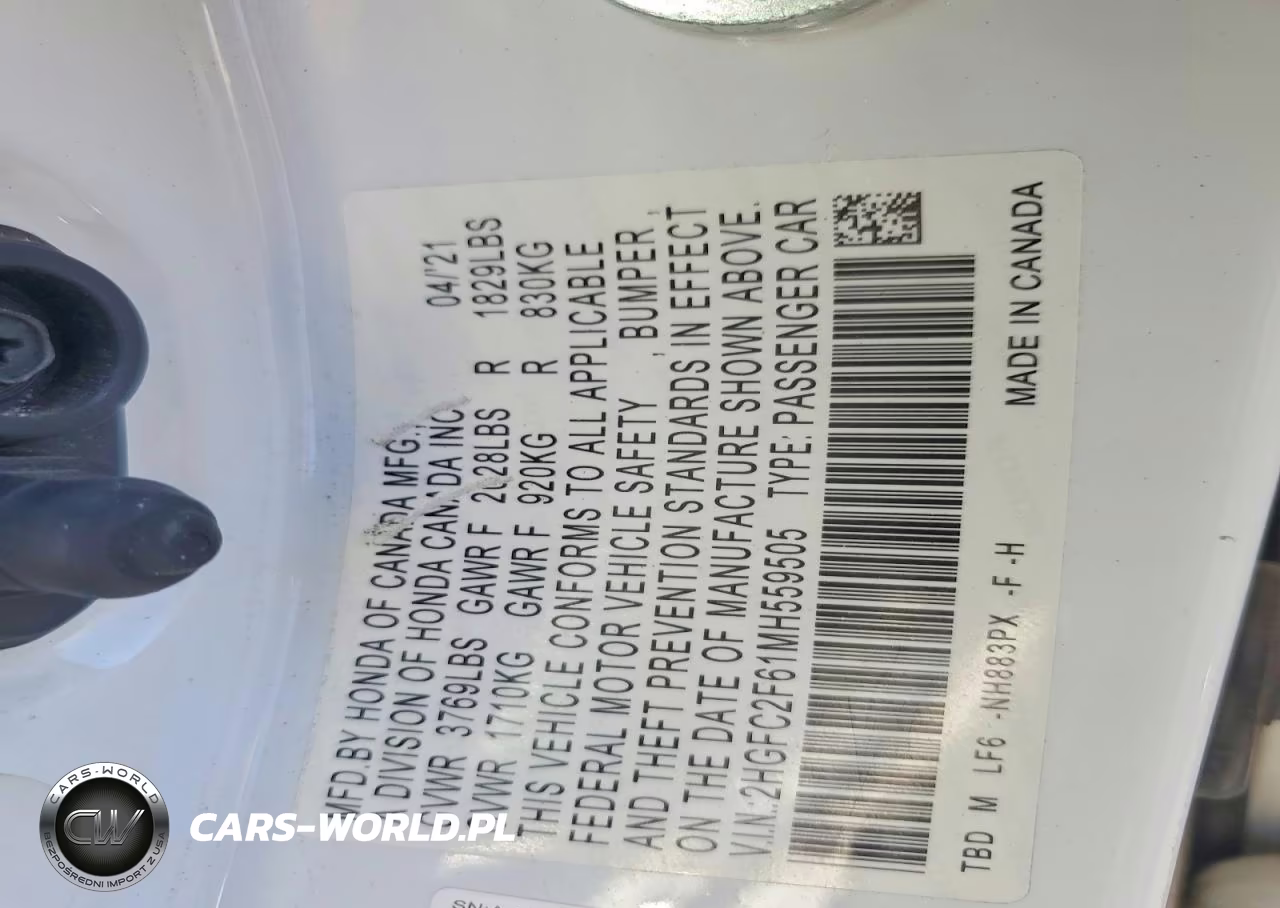 2021 Honda Civic Lx VIN:2HGFC2F61MH559505 - 12