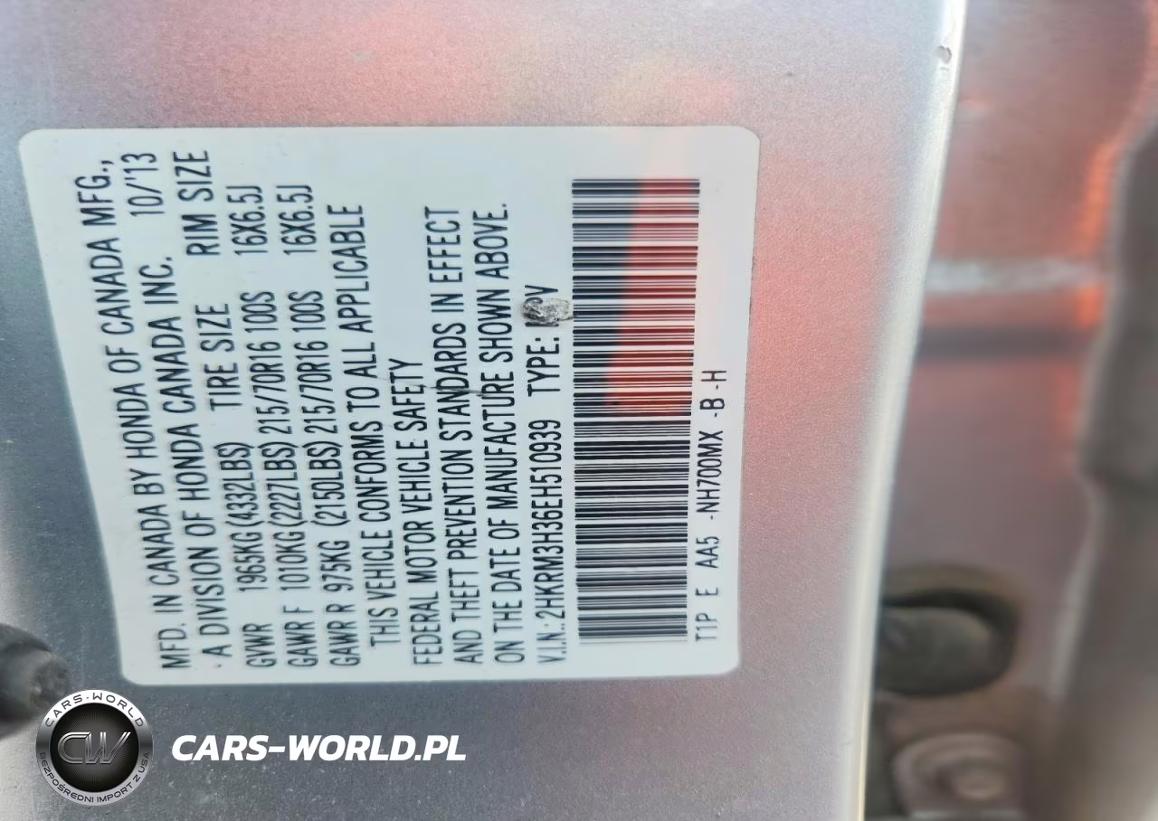 2014 Honda Cr-V Lx VIN:2HKRM3H36EH510939 - 13