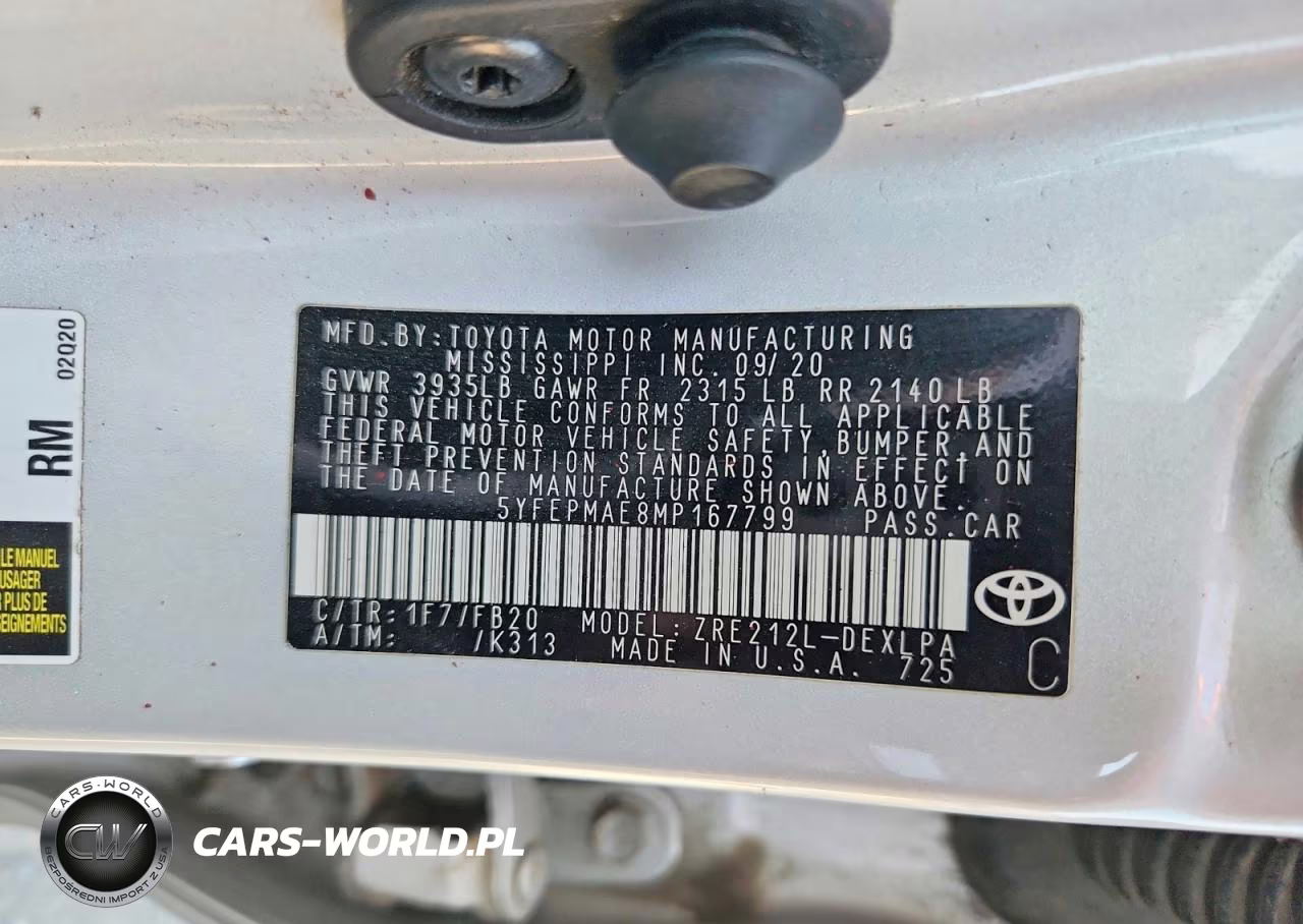 2021 Toyota Corolla Le VIN:5YFEPMAE8MP167799 - 12